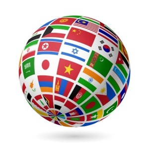 world flags globe